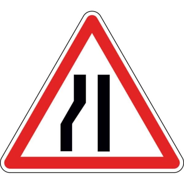 PANNEAU ROUTIER A3B CHAUSSEE RETRECIE PAR LA GAUCHE