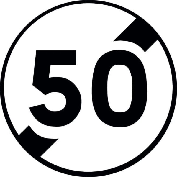 Panneau de type B33 Fin de limitation de vitesse 50 km/h