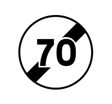 Panneau B33  Fin de limitation de vitesse 70KM/H
