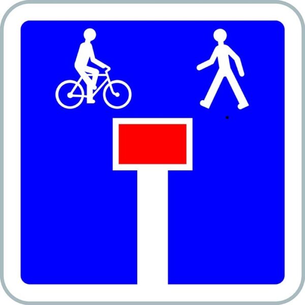 Panneau C13D Impasse avec Issue pour Piétons et Cyclistes