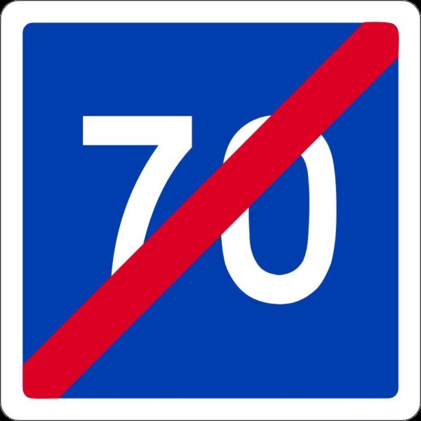 PANNEAU DE TYPE C4B FIN DE VITESSE CONSEILLEE 70 KM/H