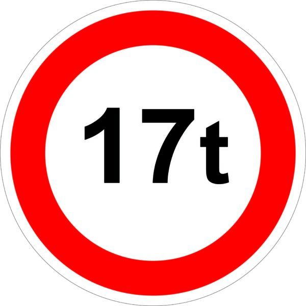 PANNEAU B13 POIDS MAXIMAL 17 TONNES