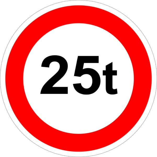PANNEAU B13 POIDS MAXIMAL 25 TONNES