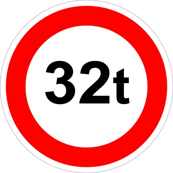 PANNEAU B13 POIDS MAXIMAL 32 TONNES
