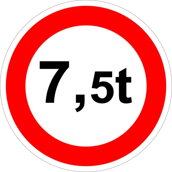 Panneau PVC - Limitation de Tonnage 7.5t