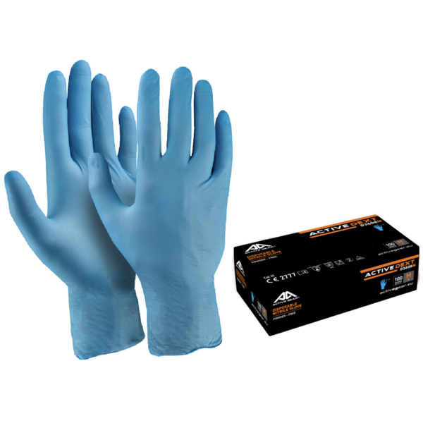 GANTS NITRILE BLEU D3610 NON POUDRE - ACTIVE GEAR