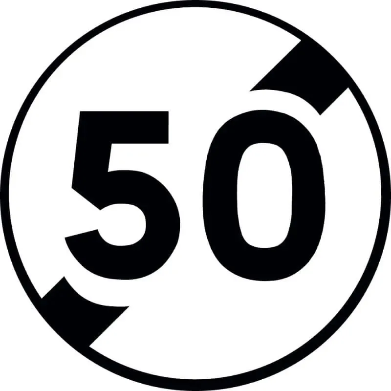PANNEAU B33 - FIN DE LIMIATION DE VITESSE 50 KM/H