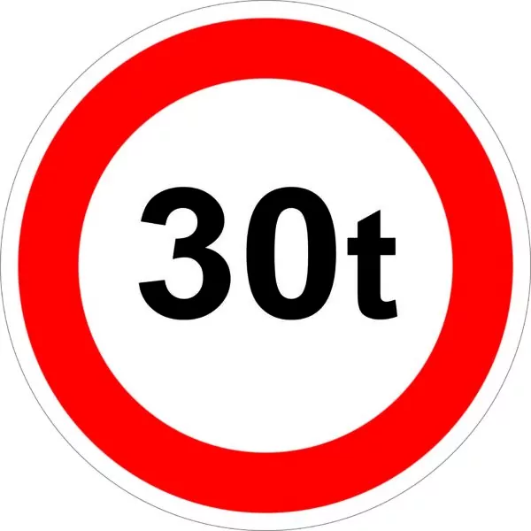 PANNEAU B13 POIDS MAXIMAL 30 TONNES